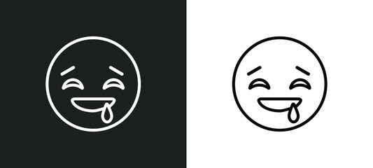 drool emoji outline icon in white and black colors. drool emoji flat vector icon from emoji collection for web, mobile apps and ui.