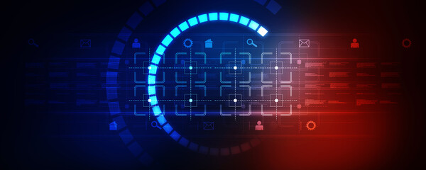 2d illustration Abstract futuristic electronic circuit technology background
