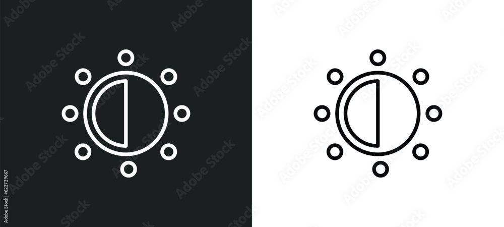 Poster brightness option outline icon in white and black colors. brightness option flat vector icon from el