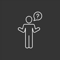 Man with a question sign editable stroke