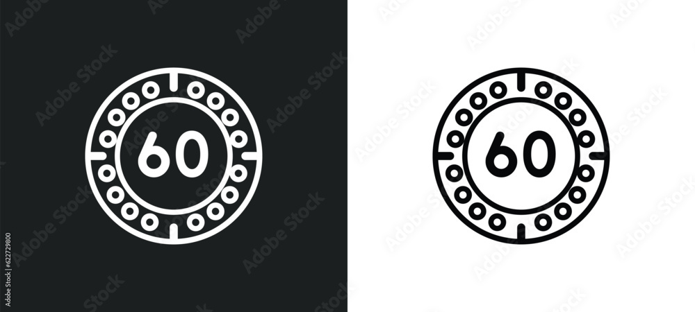 Poster minute countdown outline icon in white and black colors. minute countdown flat vector icon from elec