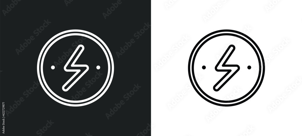 Poster flash outline icon in white and black colors. flash flat vector icon from electronic stuff fill coll