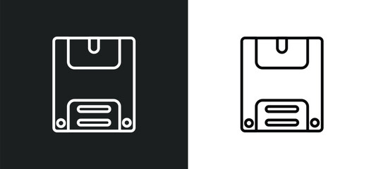 floppy disk outline icon in white and black colors. floppy disk flat vector icon from electronic stuff fill collection for web, mobile apps and ui.