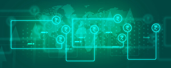 2D illustration Rupee currency sign
