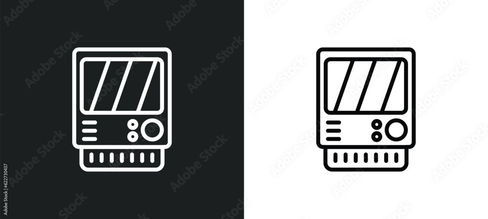 Poster lisa outline icon in white and black colors. lisa flat vector icon from electronic devices collectio
