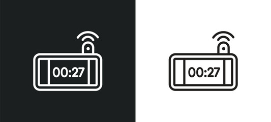 digital clock outline icon in white and black colors. digital clock flat vector icon from electronic devices collection for web, mobile apps and ui.