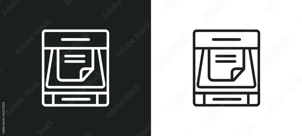Poster scanner outline icon in white and black colors. scanner flat vector icon from electronic devices col