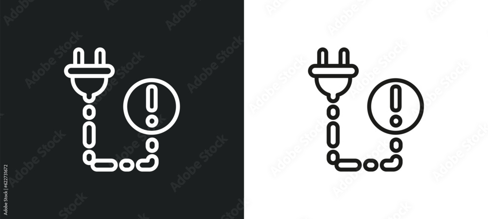 Poster broken outline icon in white and black colors. broken flat vector icon from electrian connections co
