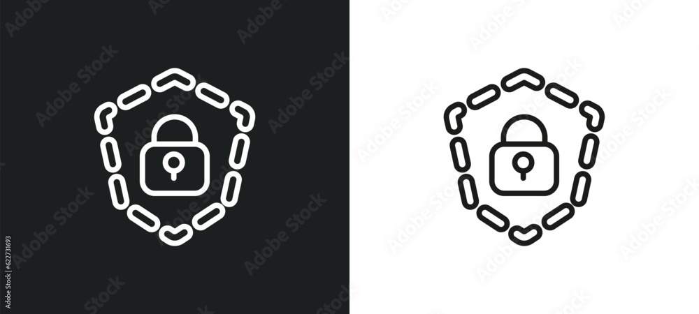Poster security outline icon in white and black colors. security flat vector icon from electrian connection