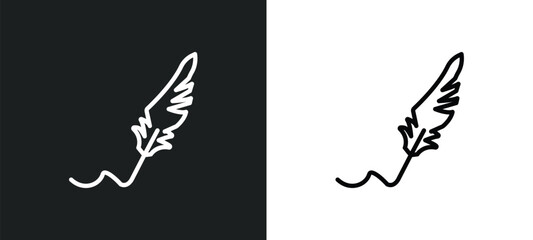 quill outline icon in white and black colors. quill flat vector icon from literature collection for web, mobile apps and ui.