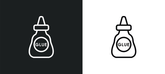 glue outline icon in white and black colors. glue flat vector icon from education collection for web, mobile apps and ui. - obrazy, fototapety, plakaty