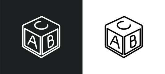 abc outline icon in white and black colors. abc flat vector icon from education collection for web, mobile apps and ui.