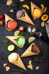 Assortment of different taste of ice cream