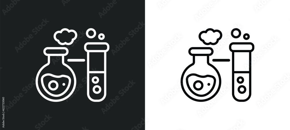Poster experimentation outline icon in white and black colors. experimentation flat vector icon from educat