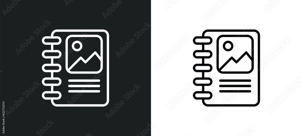 Poster binding outline icon in white and black colors. binding flat vector icon from education collection f