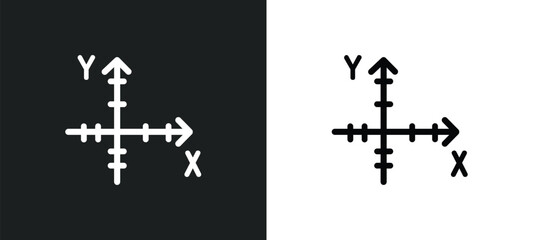 cartesian coordinate system outline icon in white and black colors. cartesian coordinate system flat vector icon from education collection for web, mobile apps and ui.