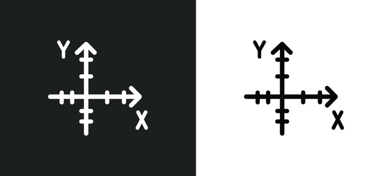 cartesian coordinate system outline icon in white and black colors. cartesian coordinate system flat vector icon from education collection for web, mobile apps and ui.