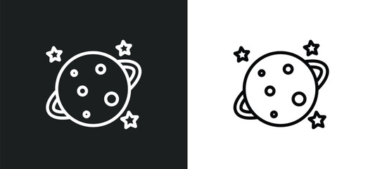 planet saturn outline icon in white and black colors. planet saturn flat vector icon from education collection for web, mobile apps and ui.