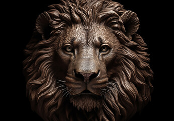 3D Majesty: The Wild Lion Head in Isolation