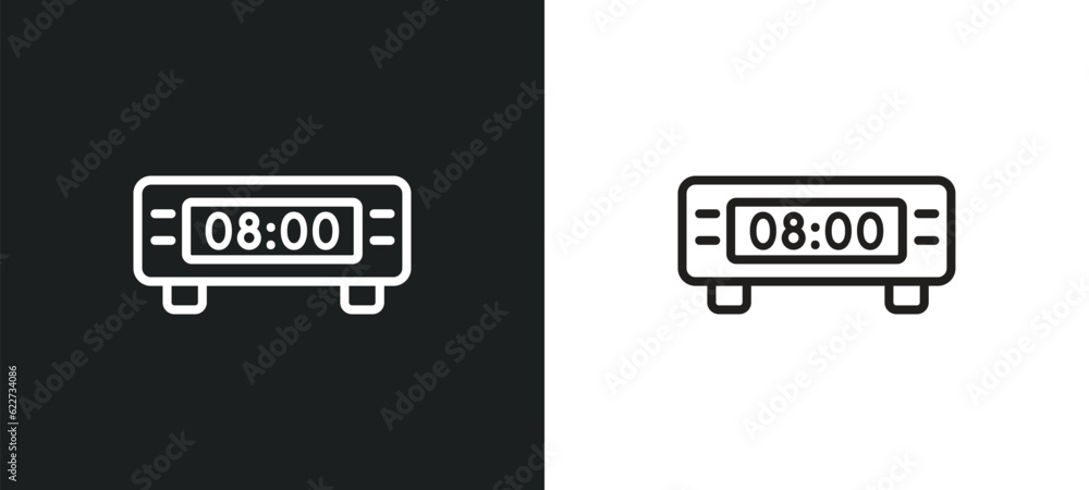 Poster digital display 60 outline icon in white and black colors. digital display 60 flat vector icon from 