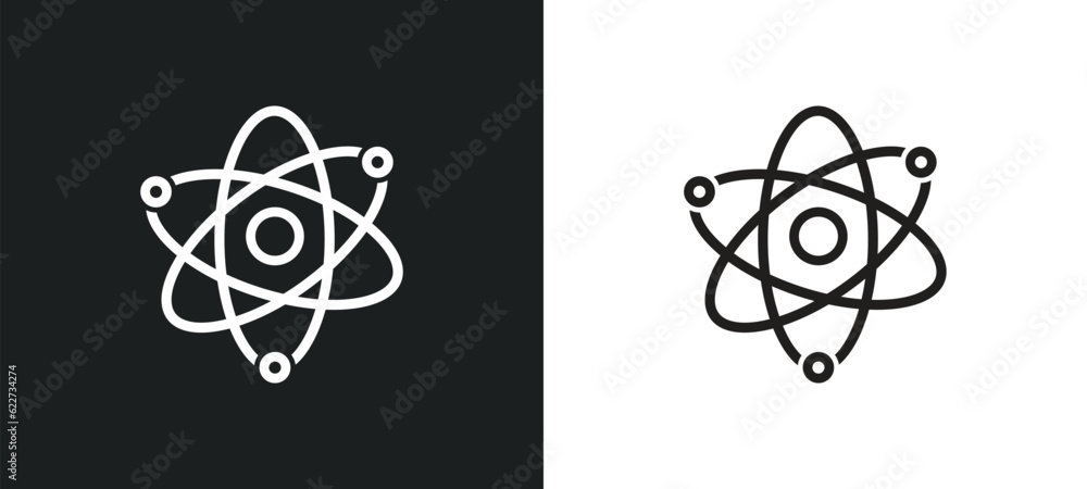 Poster atomic orbitals outline icon in white and black colors. atomic orbitals flat vector icon from educat