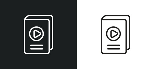audio book outline icon in white and black colors. audio book flat vector icon from education collection for web, mobile apps and ui.