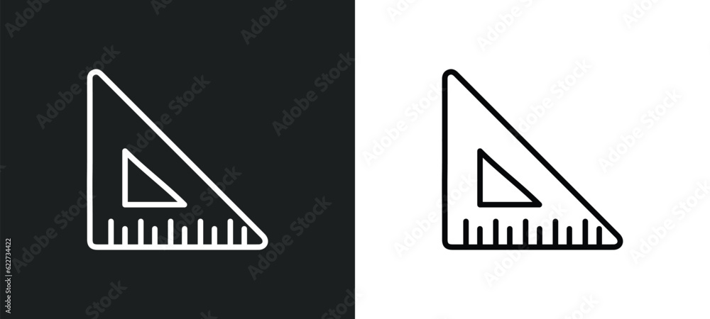 Poster school triangle outline icon in white and black colors. school triangle flat vector icon from edit t