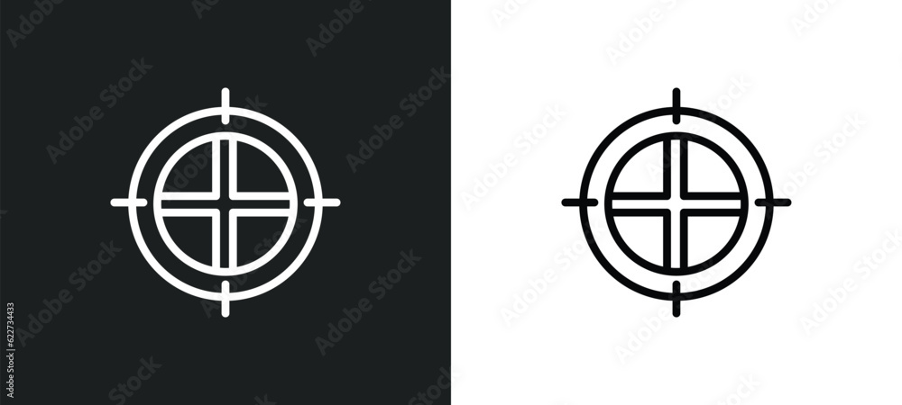 Poster registration mark outline icon in white and black colors. registration mark flat vector icon from ed