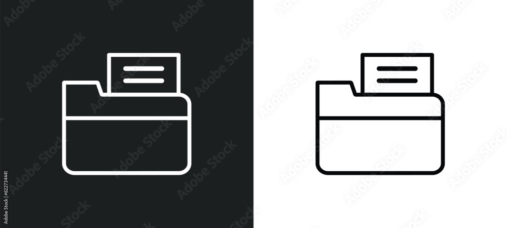 Poster file folder outline icon in white and black colors. file folder flat vector icon from edit tools col