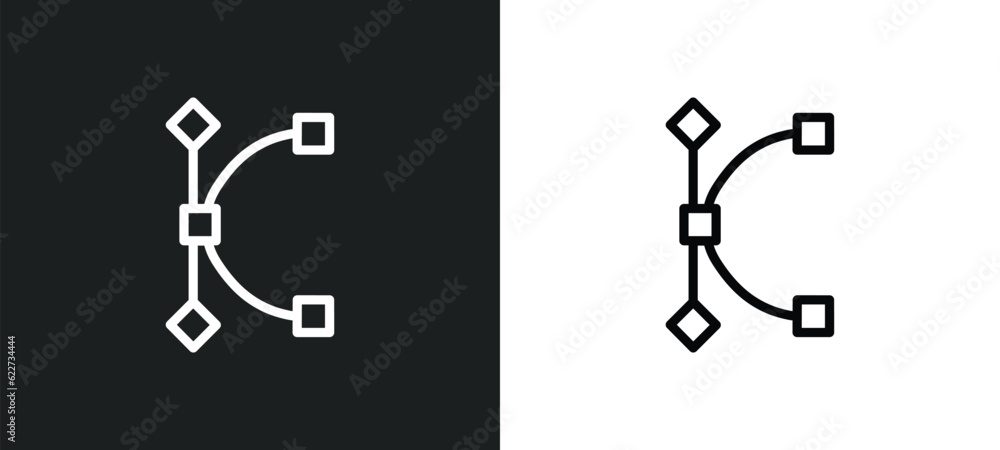 Poster curvature outline icon in white and black colors. curvature flat vector icon from edit tools collect