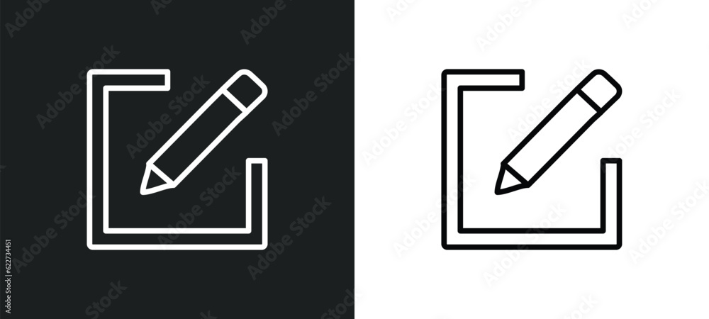 Poster defining outline icon in white and black colors. defining flat vector icon from edit tools collectio