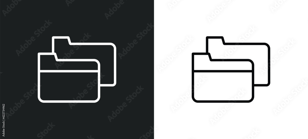 Poster folders outline icon in white and black colors. folders flat vector icon from edit tools collection 
