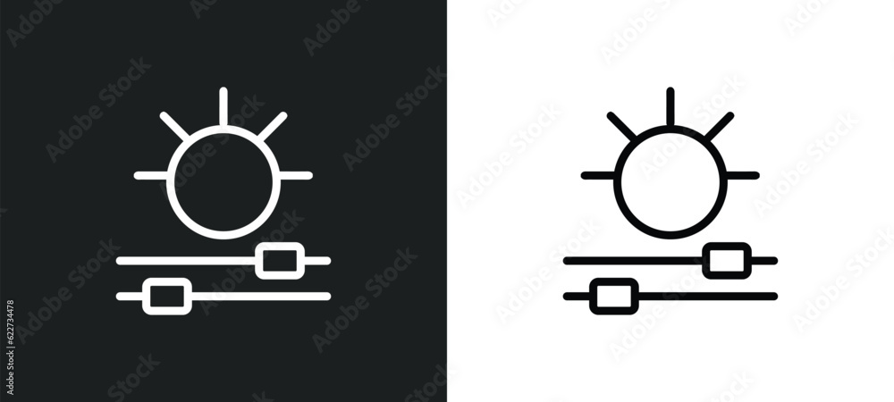 Poster lightness outline icon in white and black colors. lightness flat vector icon from edit tools collect
