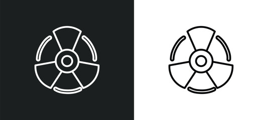 radioactive outline icon in white and black colors. radioactive flat vector icon from ecology collection for web, mobile apps and ui.