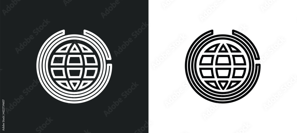 Poster ozone layer outline icon in white and black colors. ozone layer flat vector icon from ecology collec