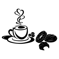 illustration cup of coffee with bread