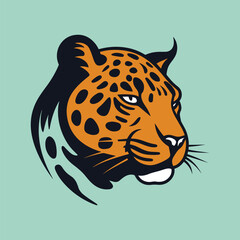Cartoon cheetah, jaguar or leopard head. wild big cat face symbol, mascot, or logo design. Isolated vector illustration. © AndhikaRff