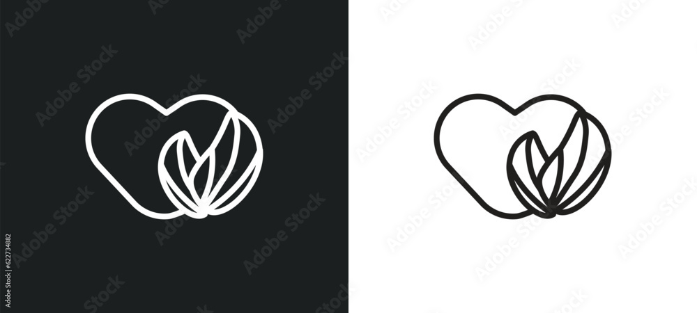 Poster tree with hearts outline icon in white and black colors. tree with hearts flat vector icon from ecol