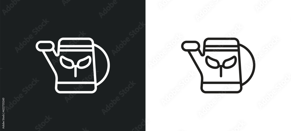 Poster watering can outline icon in white and black colors. watering can flat vector icon from ecology coll