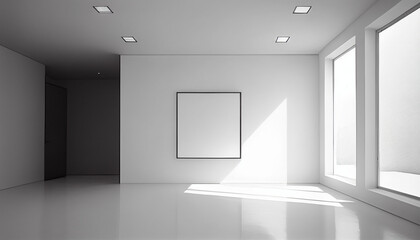 Modern minimalist interior with a big empty white wall Ai generated image