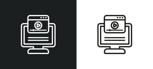 video tutorial outline icon in white and black colors. video tutorial flat vector icon from e learning collection for web, mobile apps and ui.
