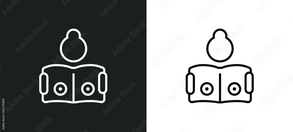 Poster study outline icon in white and black colors. study flat vector icon from education collection for w