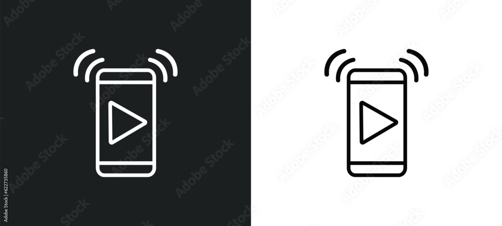 Poster streaming outline icon in white and black colors. streaming flat vector icon from online learning co