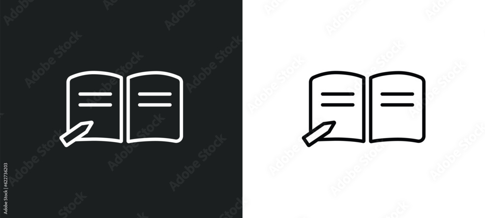 Poster homework outline icon in white and black colors. homework flat vector icon from education collection