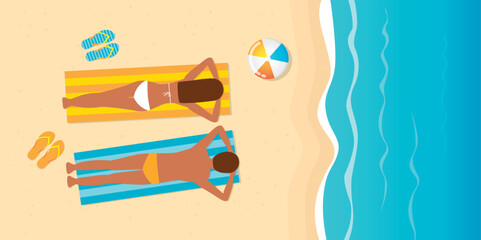 couple relax on the beach summer holiday design top view vector illustration EPS10