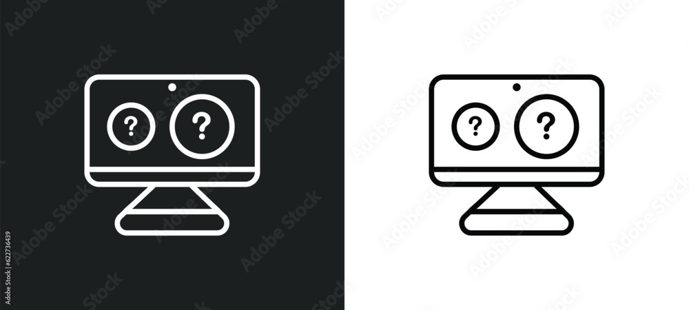 Poster ask outline icon in white and black colors. ask flat vector icon from online learning collection for