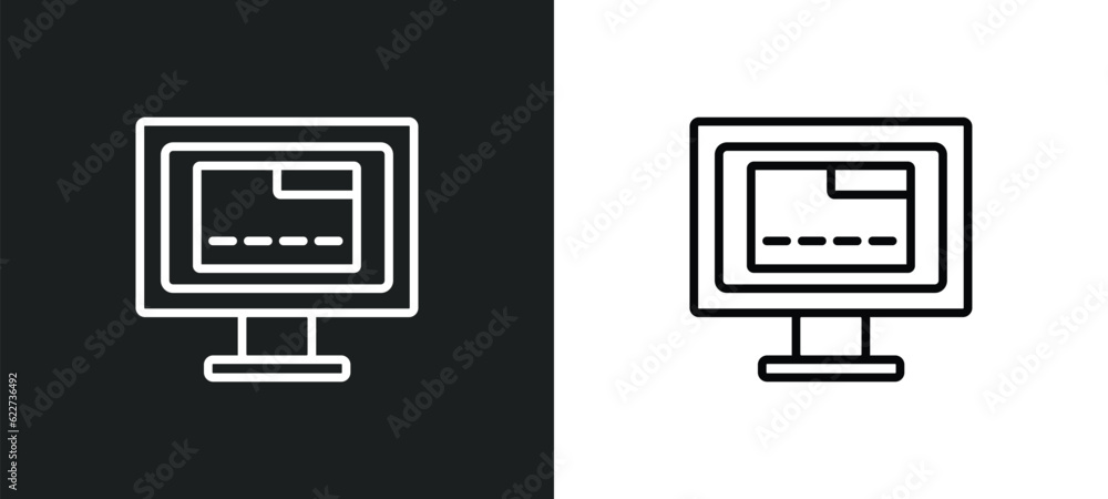 Poster web payment outline icon in white and black colors. web payment flat vector icon from payment collec