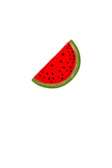 illustration of a piece of red watermelon on a white background