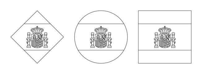 spain flag outline set. vector illustration isolated on white background