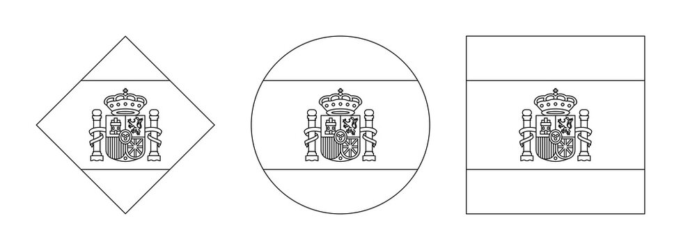 spain flag outline set. vector illustration isolated on white background